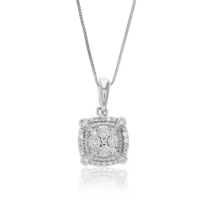 1/12 cttw Lab Grown Cluster Diamond Pendant in Sterling Silver