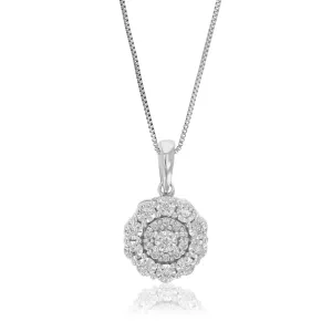 1/12 cttw Lab Grown Diamond Floral Pendant in Sterling Silver