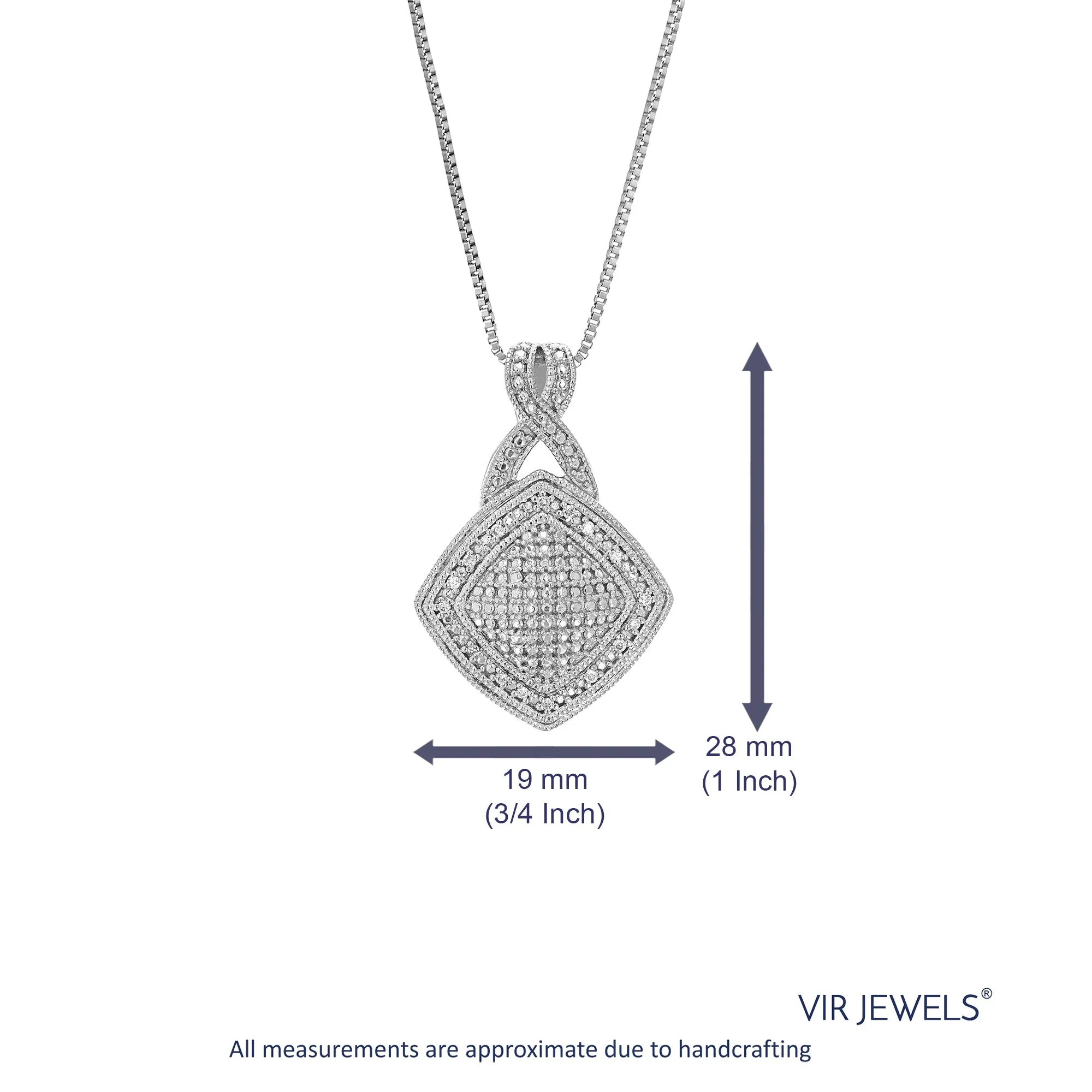 1/12 cttw Lab Grown Diamond Kite Drop Pendant in Silver