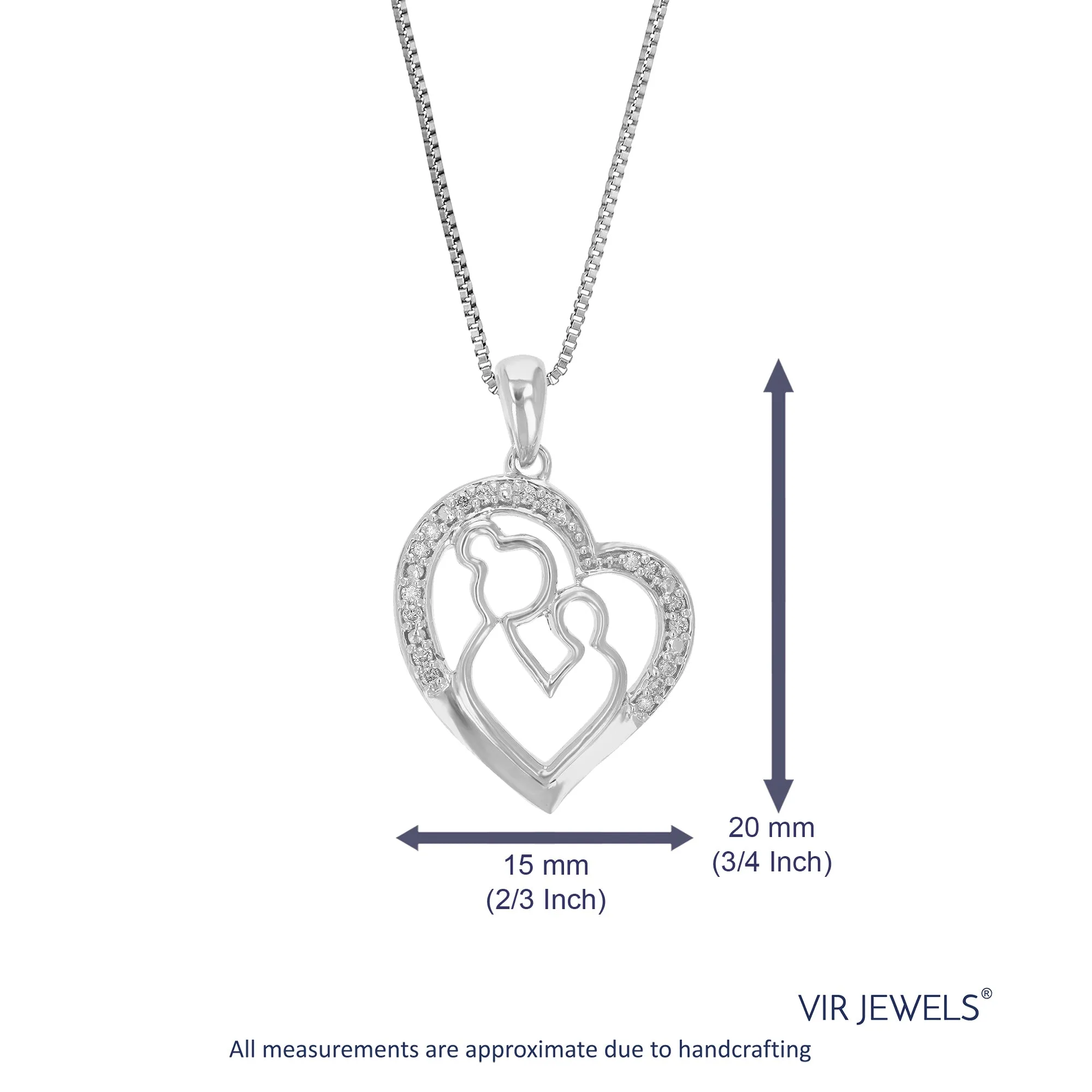 1/12 cttw Lab Grown Diamond Motherhood Pendant in Silver