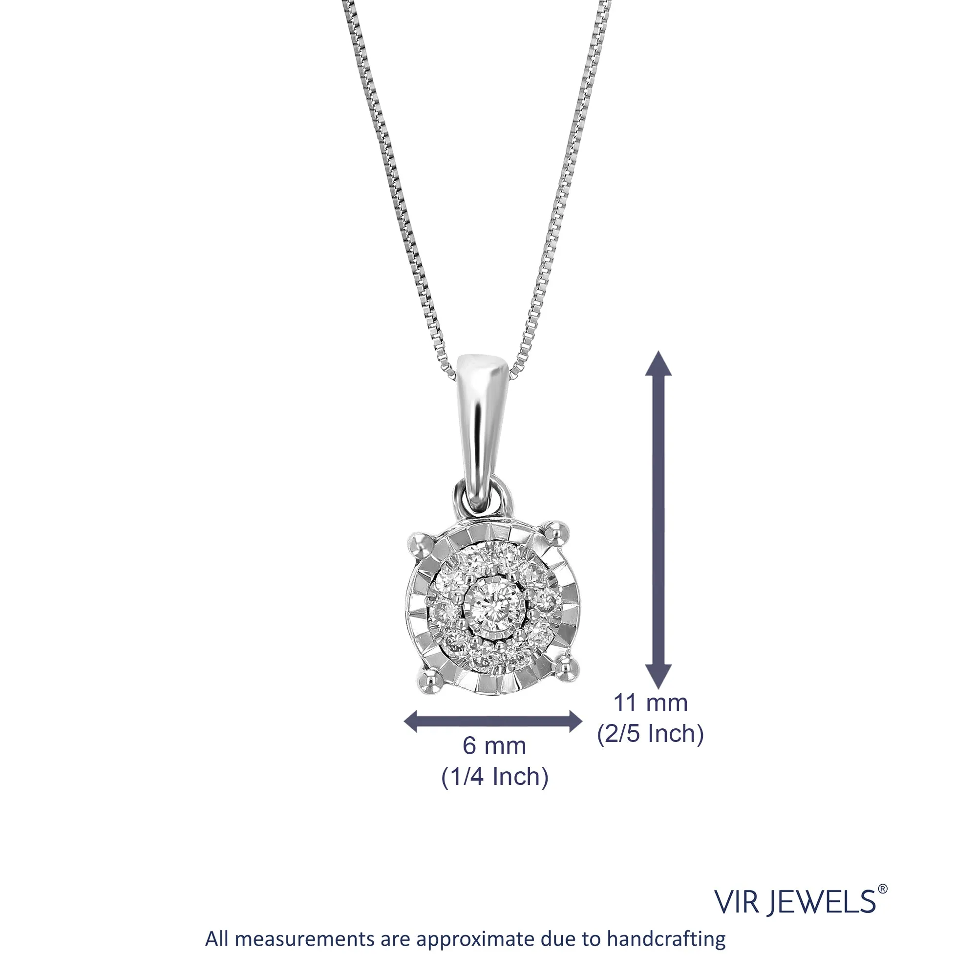 1/12 cttw Lab Grown Diamond Round Cluster Pendant in Silver