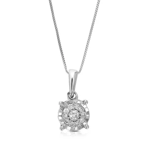 1/12 cttw Lab Grown Diamond Round Cluster Pendant in Silver