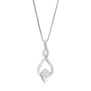 1/16 cttw Lab Grown Diamond Leaf Drop Pendant in Sterling Silver