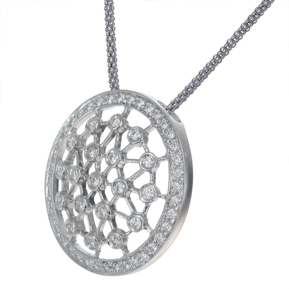 1/2 cttw Diamond Round Pendant Necklace in 18K White Gold