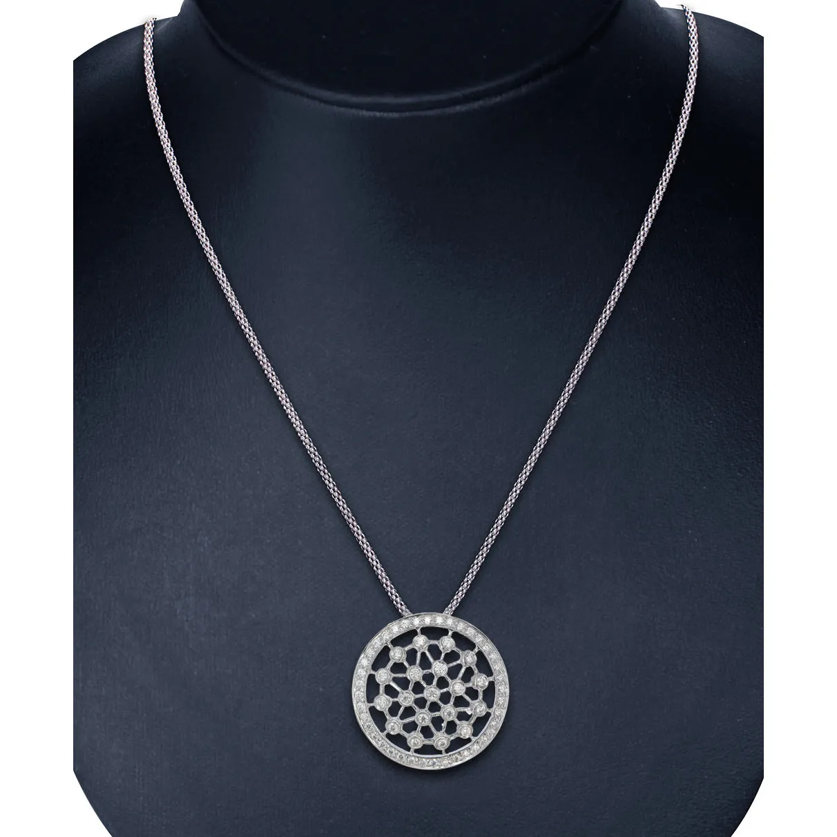 1/2 cttw Diamond Round Pendant Necklace in 18K White Gold
