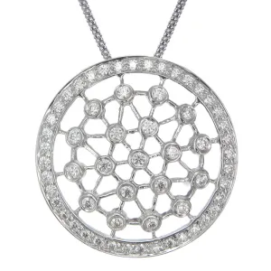 1/2 cttw Diamond Round Pendant Necklace in 18K White Gold