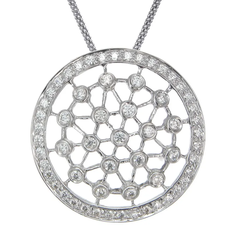 1/2 cttw Diamond Round Pendant Necklace in 18K White Gold