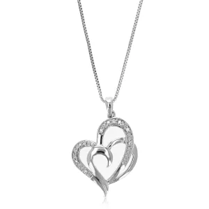 1/20 cttw Lab Grown Diamond Two Heart Love Pendant in Silver