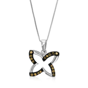 1/4 cttw Champagne Diamond Pendant Necklace in Sterling Silver