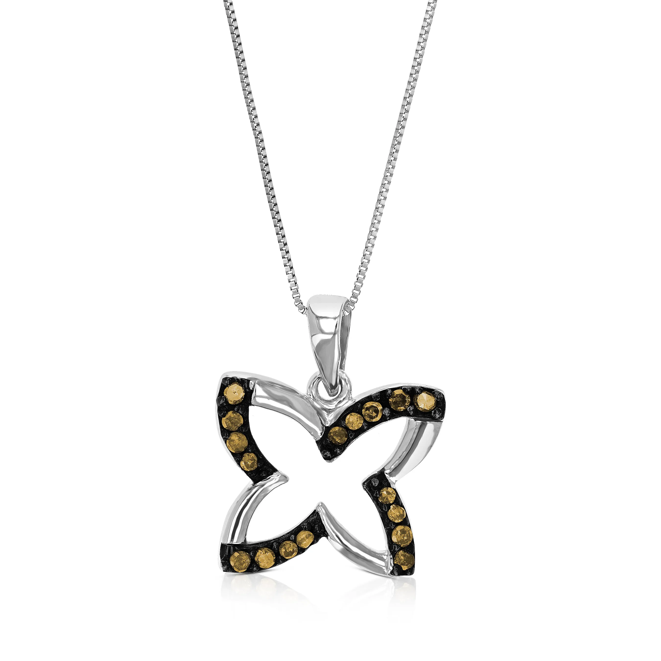 1/4 cttw Champagne Diamond Pendant Necklace in Sterling Silver