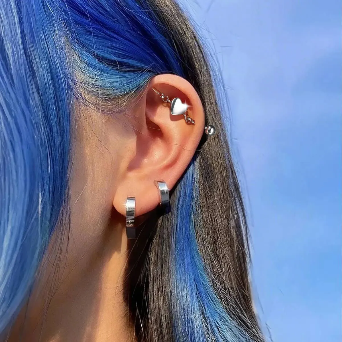 14G Heart Charm Industrial barbell