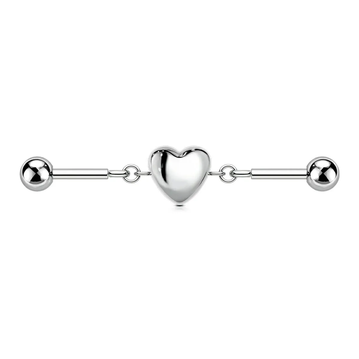 14G Heart Charm Industrial barbell