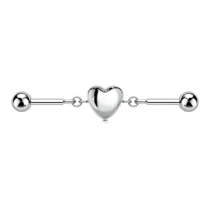 14G Heart Charm Industrial barbell
