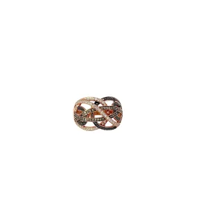 14k Rose Gold 1.00ct White, Black and Champagne Round Total Weight of Diamond Ring