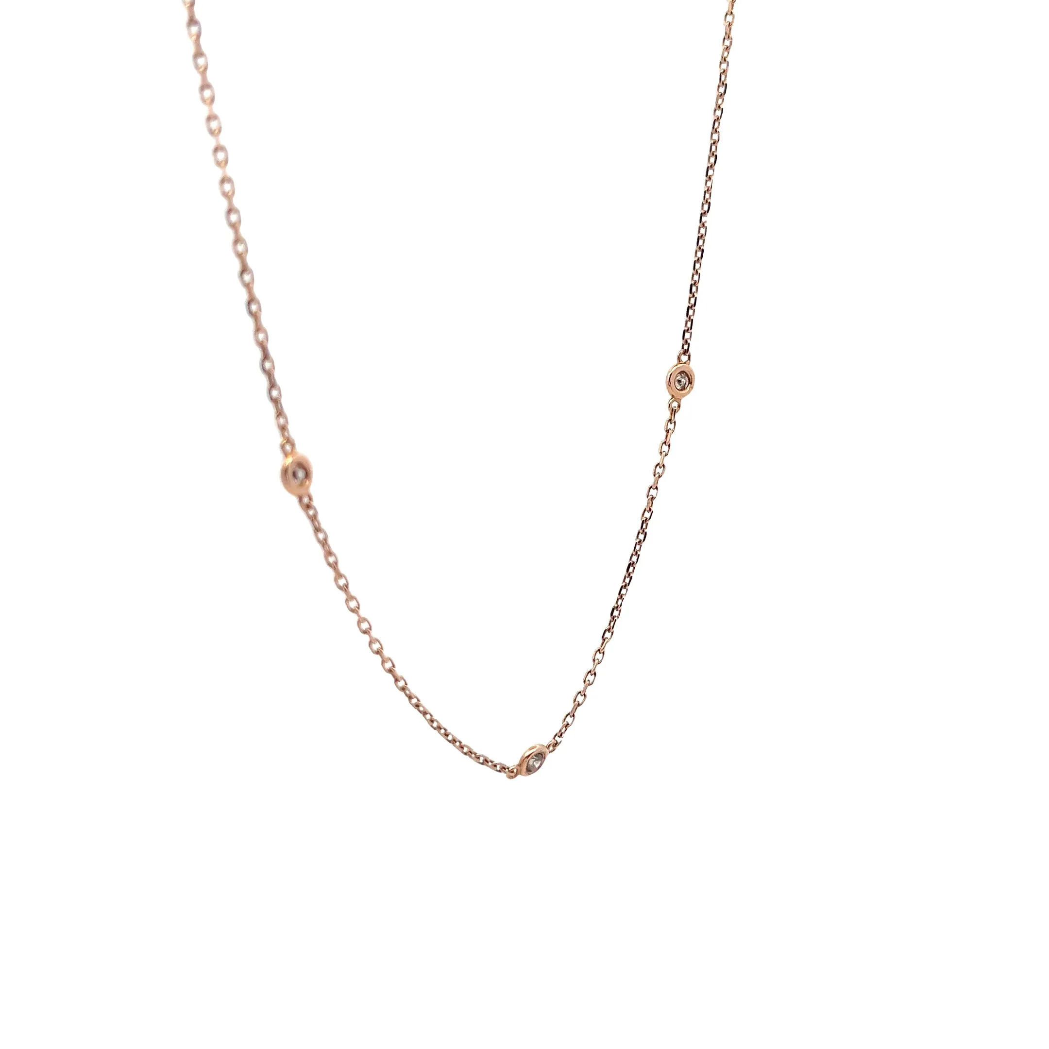 14k Rose Gold .50ct G SI1 Round  Diamonds by the Yard Necklace