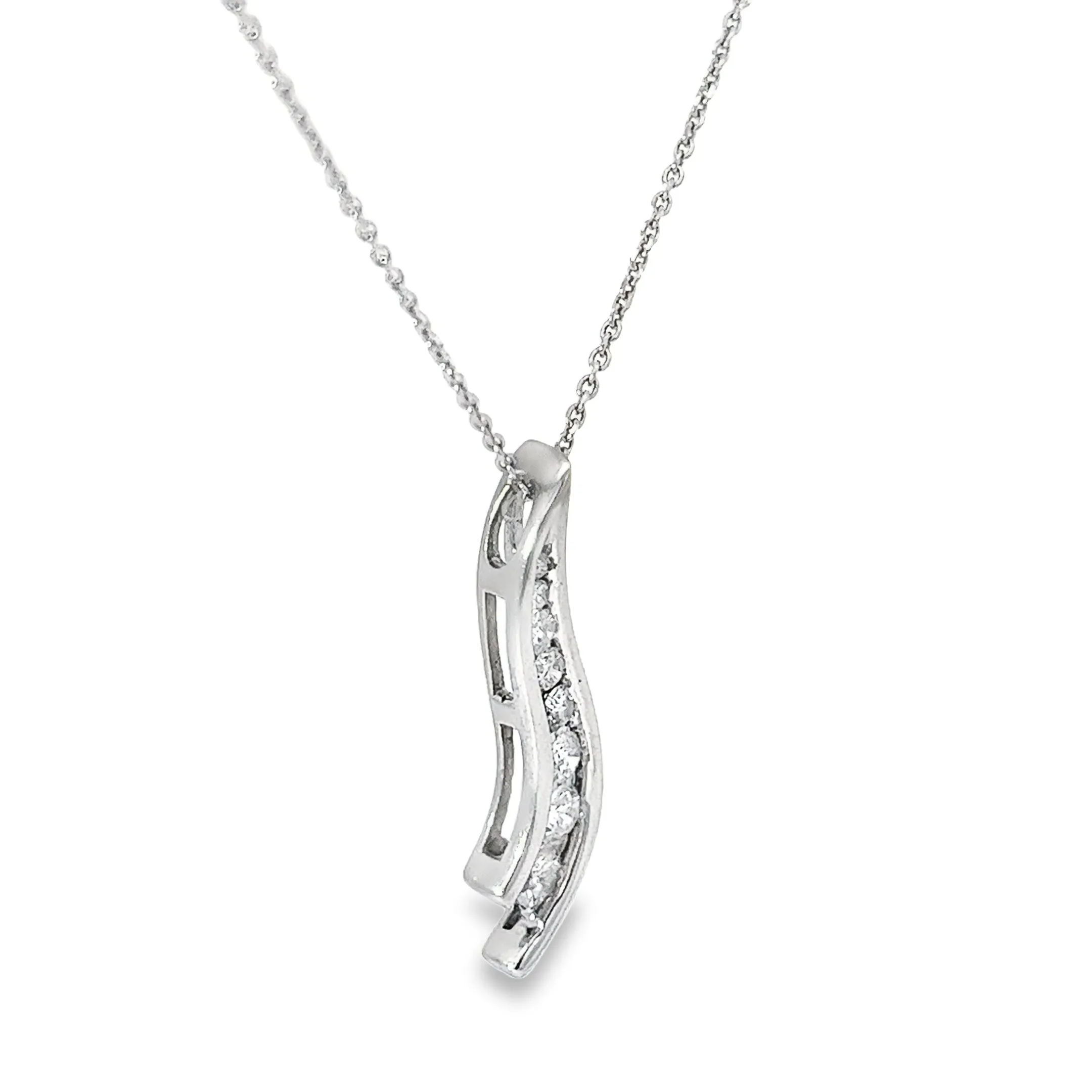 14k Rose Gold .50ct H SI2 Round Diamond Journey Necklace