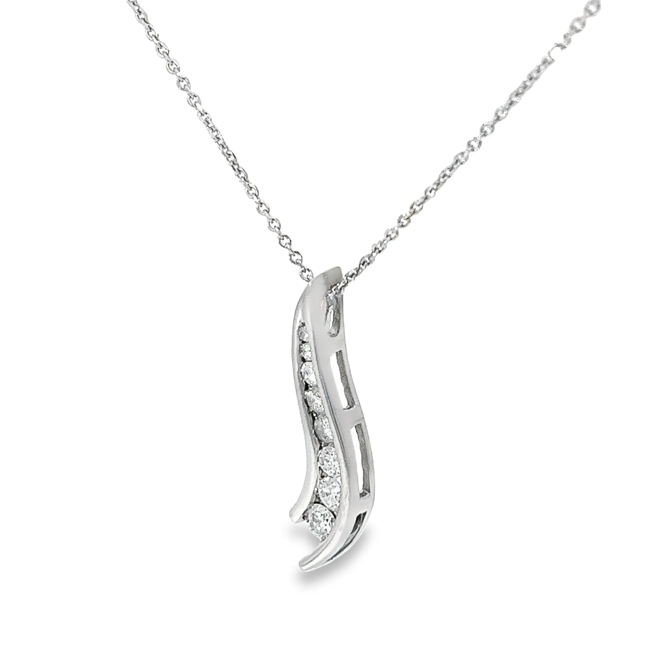 14k Rose Gold .50ct H SI2 Round Diamond Journey Necklace