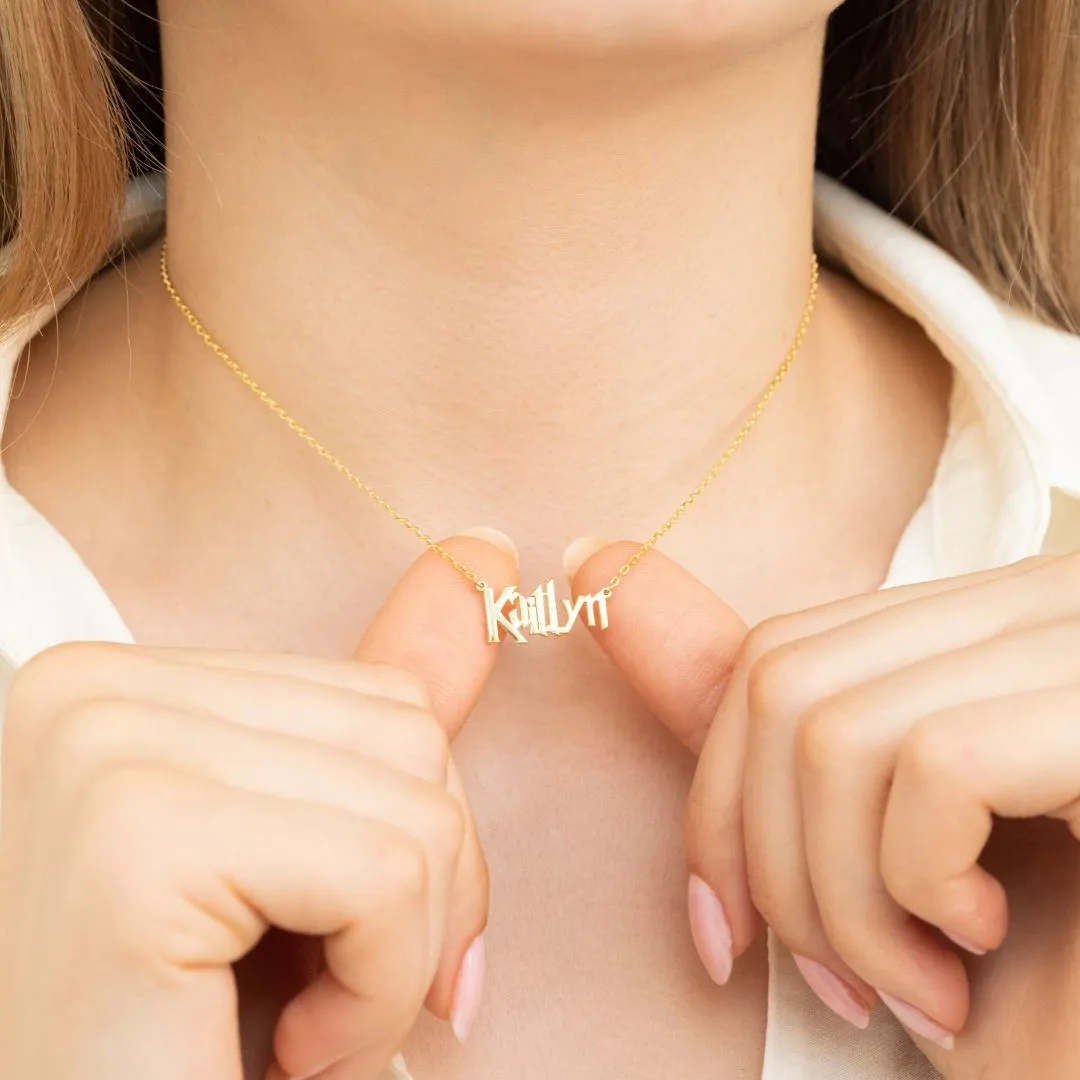 14K Solid Gold Harry Potter Font Name Necklace