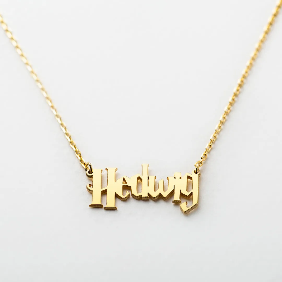 14K Solid Gold Harry Potter Font Name Necklace