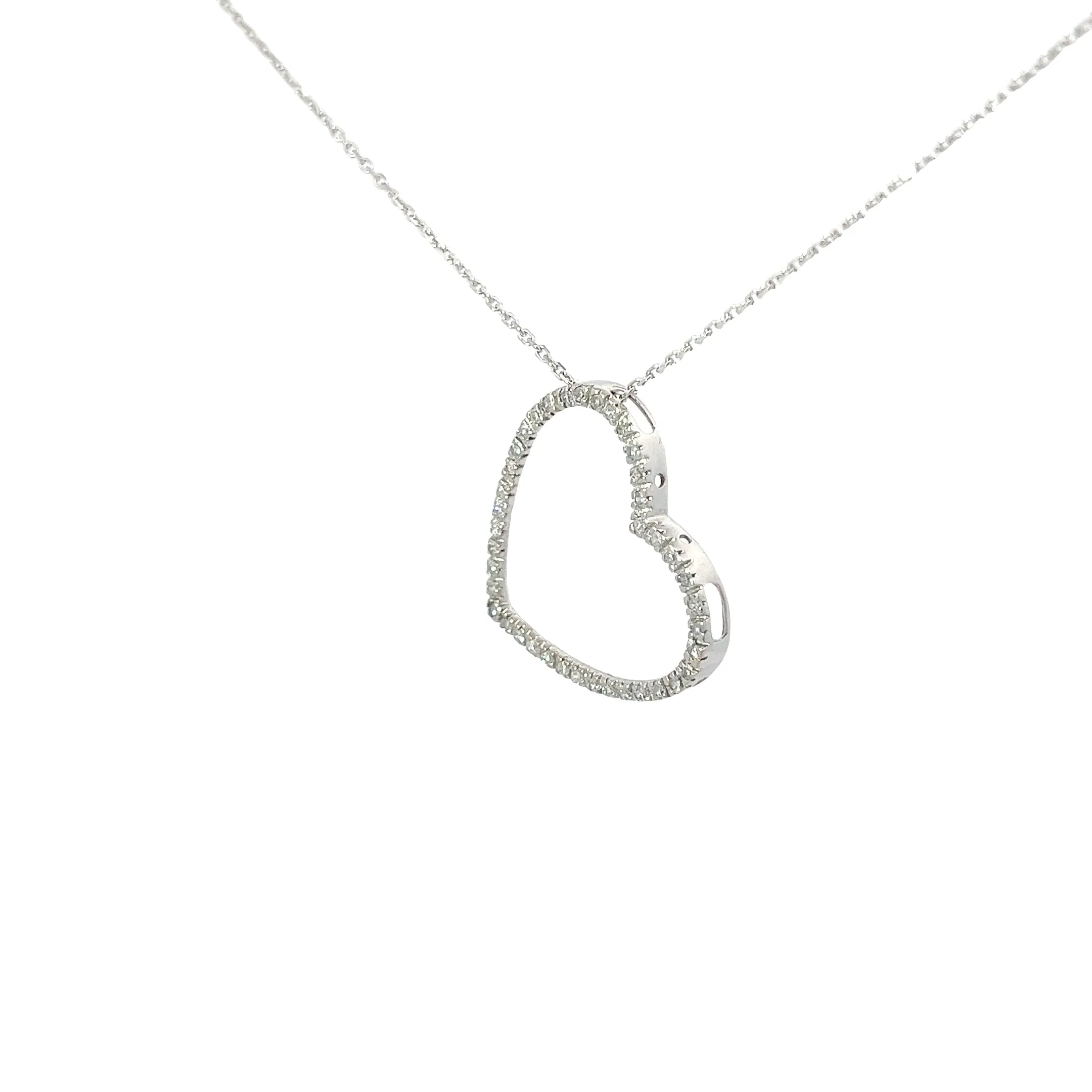 14k White Gold .25ct G SI1 Round Diamond Heart Necklace