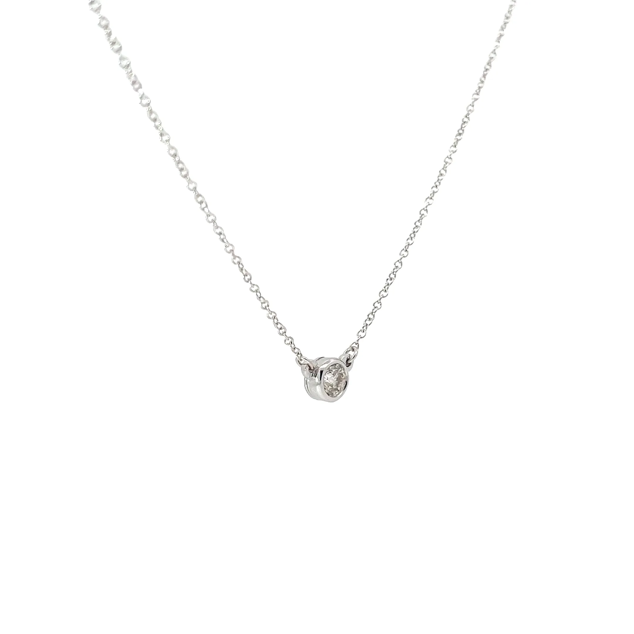 14K WHITE GOLD .25CT G SI1 ROUND DIAMOND SOLITAIRE PENDANT