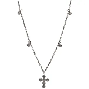 14K White Gold Diamond Cross Necklace