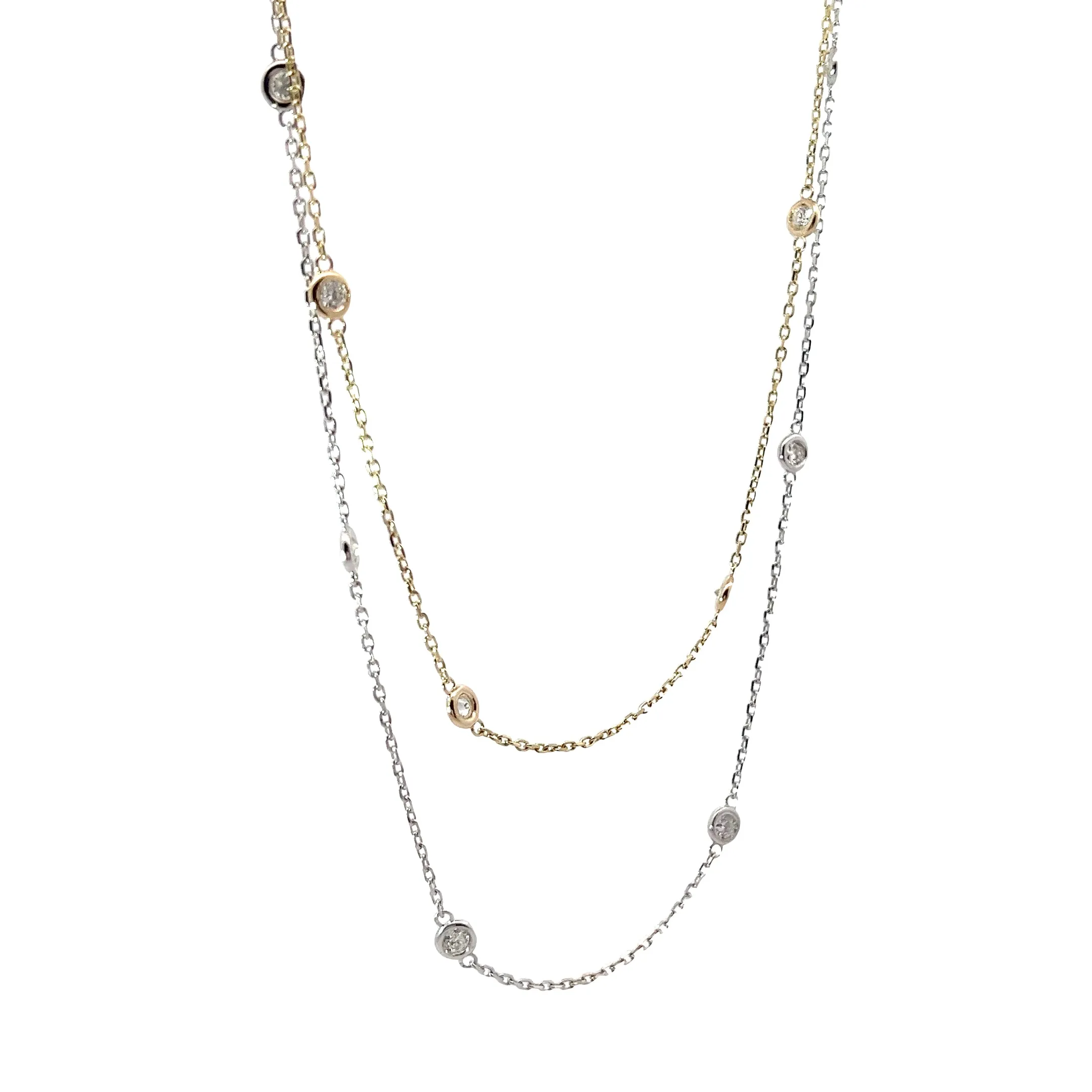 14K WHITE OR YELLOW GOLD  1CT GSI1 10 DIAMOND BY THE YARD NECKLACE 18 INCH
