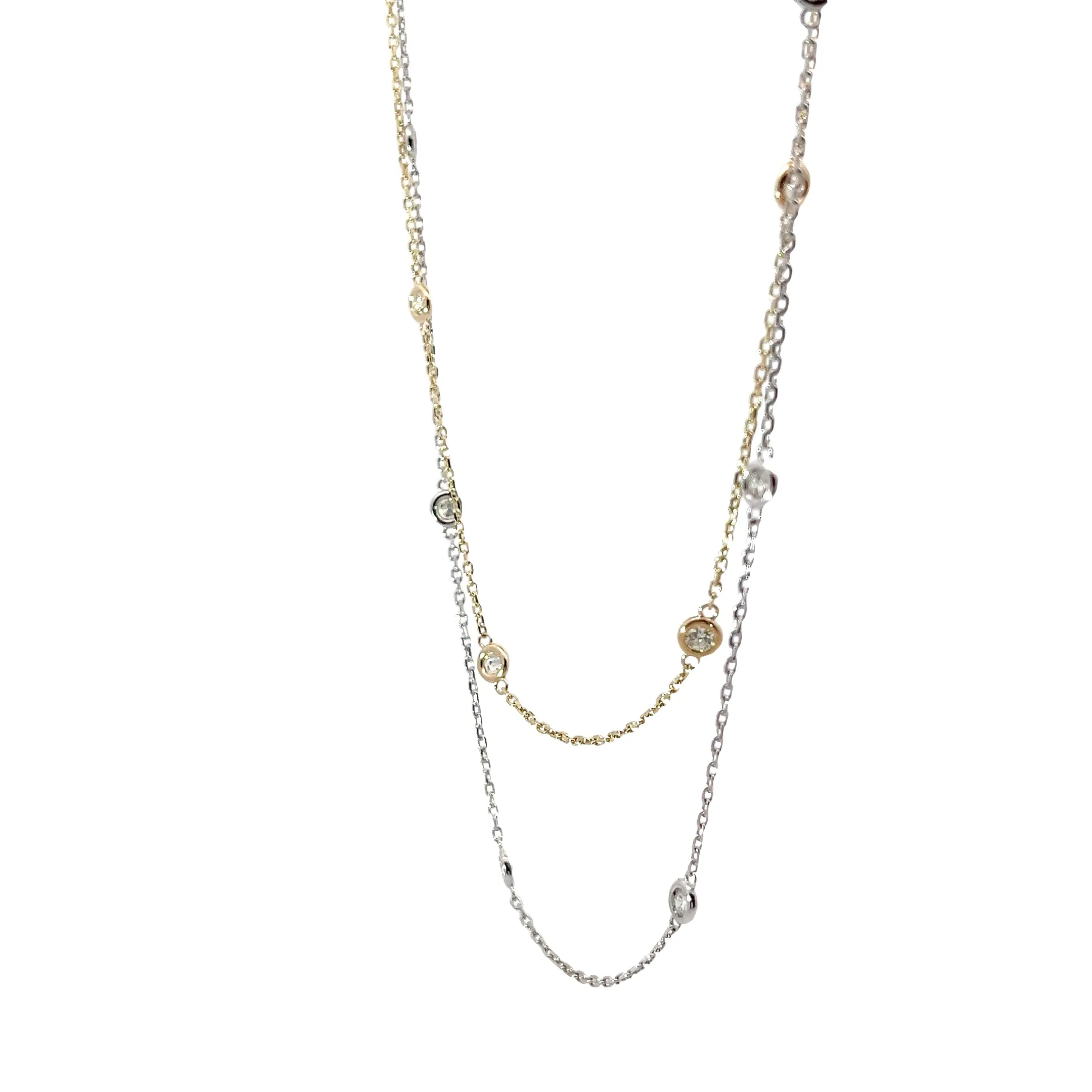 14K WHITE OR YELLOW GOLD  1CT GSI1 10 DIAMOND BY THE YARD NECKLACE 18 INCH