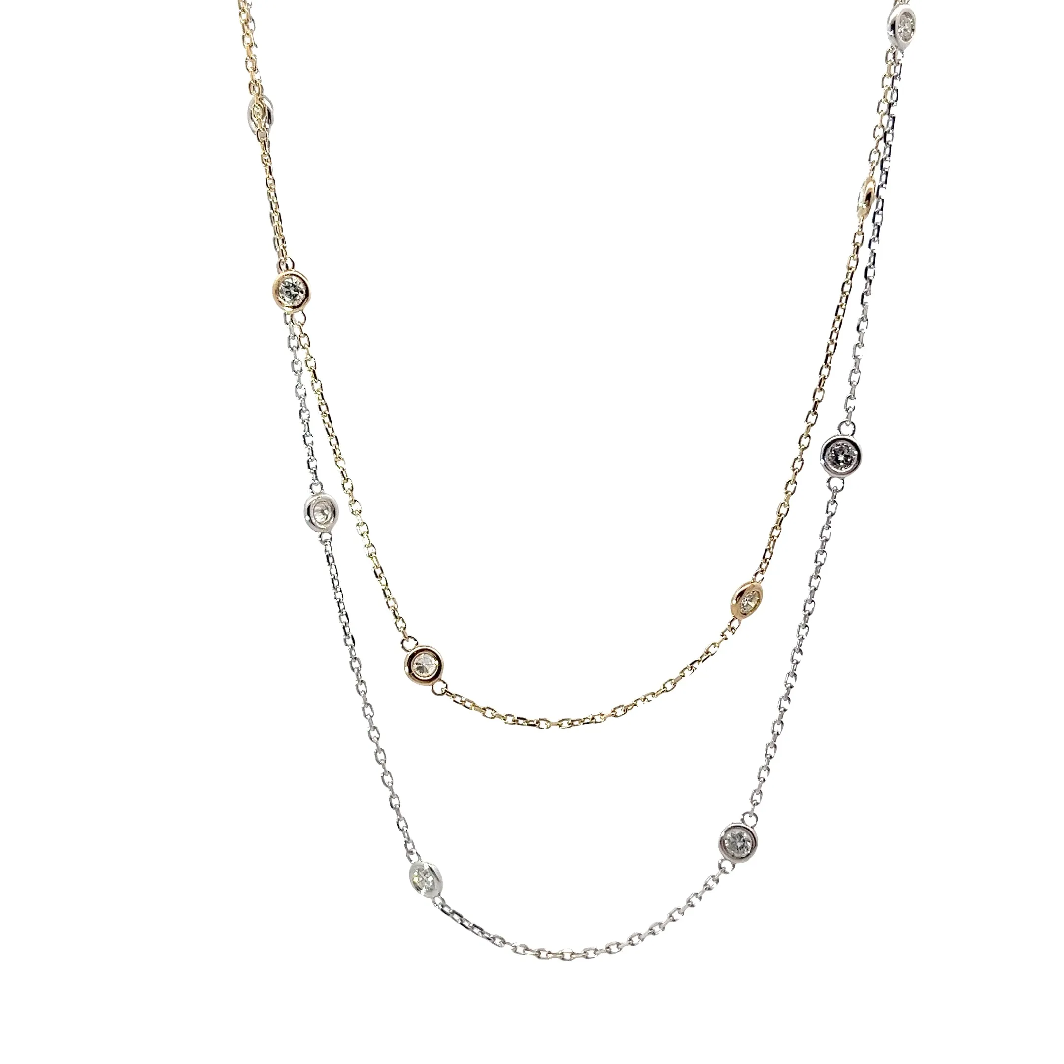 14K WHITE OR YELLOW GOLD  1CT GSI1 10 DIAMOND BY THE YARD NECKLACE 18 INCH
