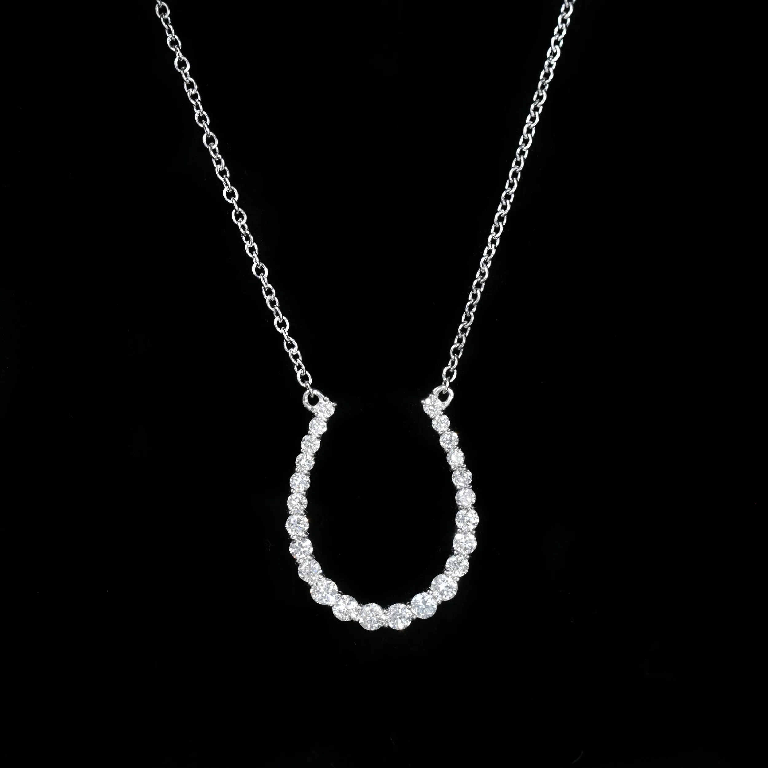 14k Yellow Gold 0.36 Carat Diamond Horseshoe Necklace