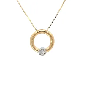 14k Yellow Gold .15ct G SI1 Round Diamond Circle Pendant