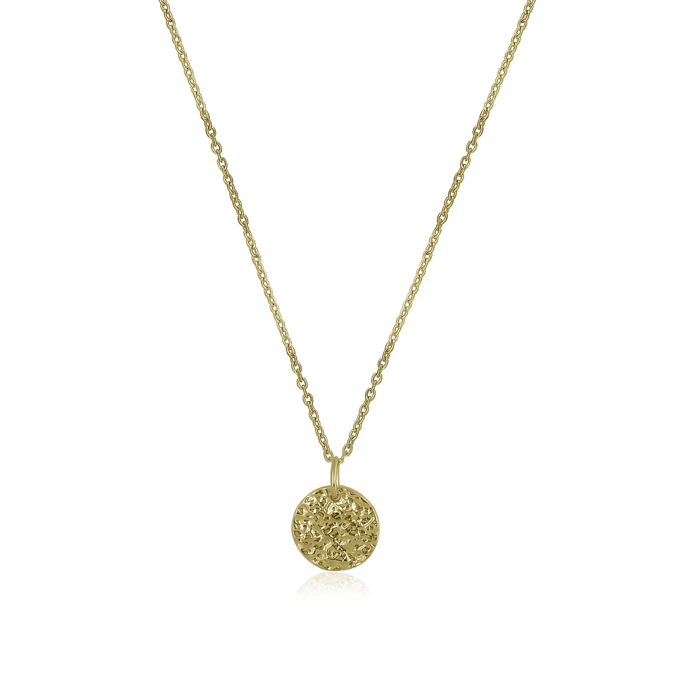 14K Yellow Gold Lexington Hammered Disc Necklace
