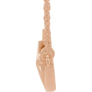 14KT Rose Gold Crescent Moon   Star Pendant Chain Necklace