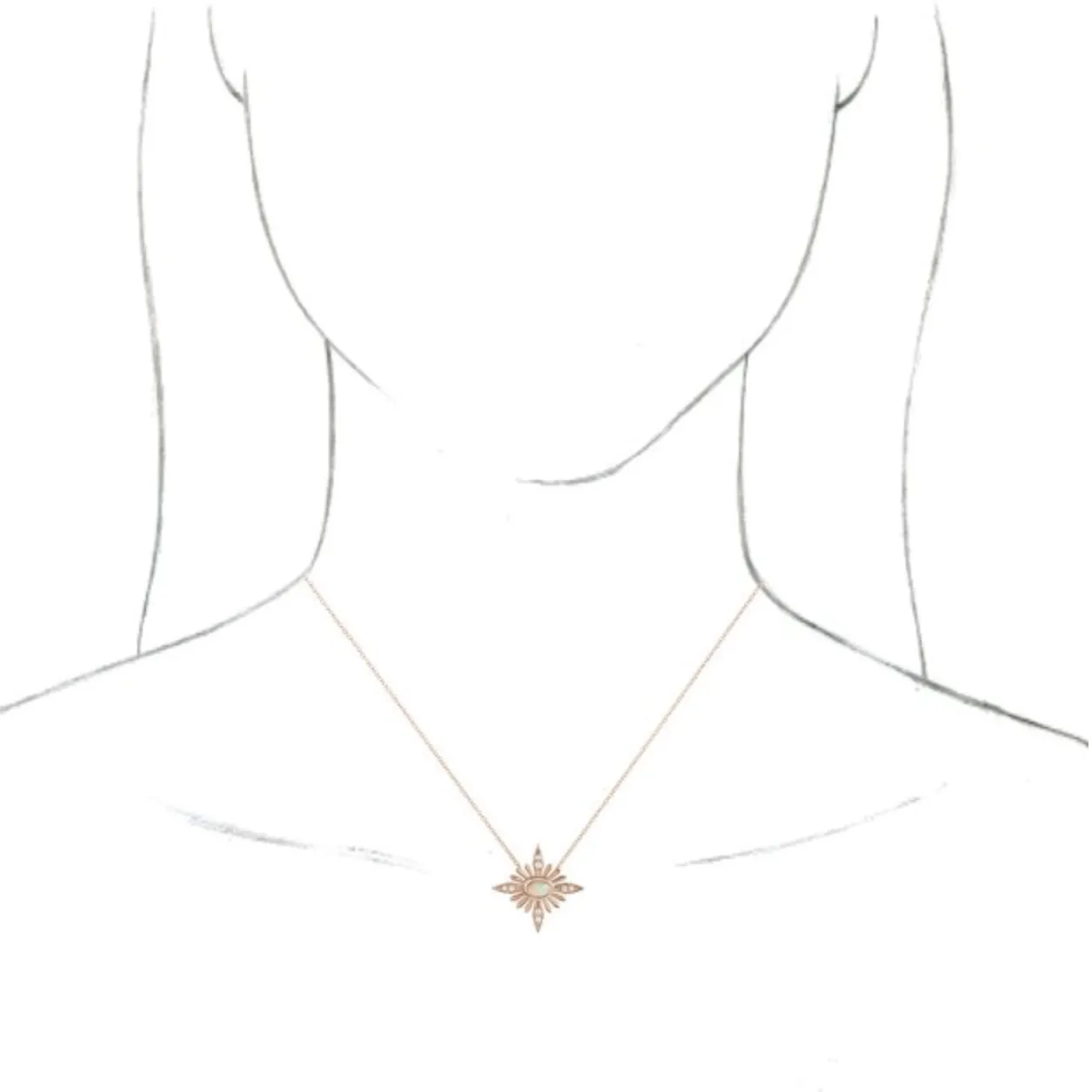 14KT Rose Gold Ethiopian Opal   Diamond Celestial Necklace