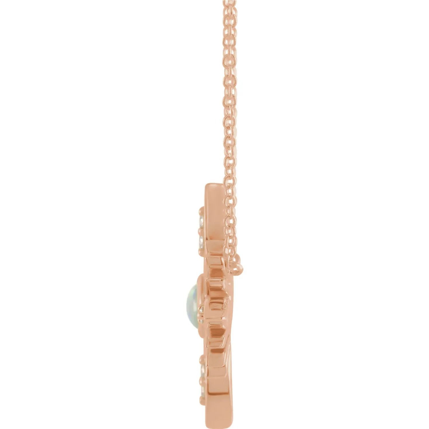 14KT Rose Gold Ethiopian Opal   Diamond Celestial Necklace