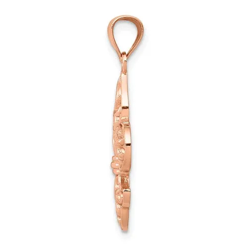 14KT Rose Gold Filigree Fleur de Lis Pendant Charm
