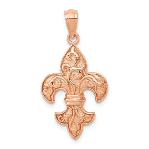 14KT Rose Gold Filigree Fleur de Lis Pendant Charm