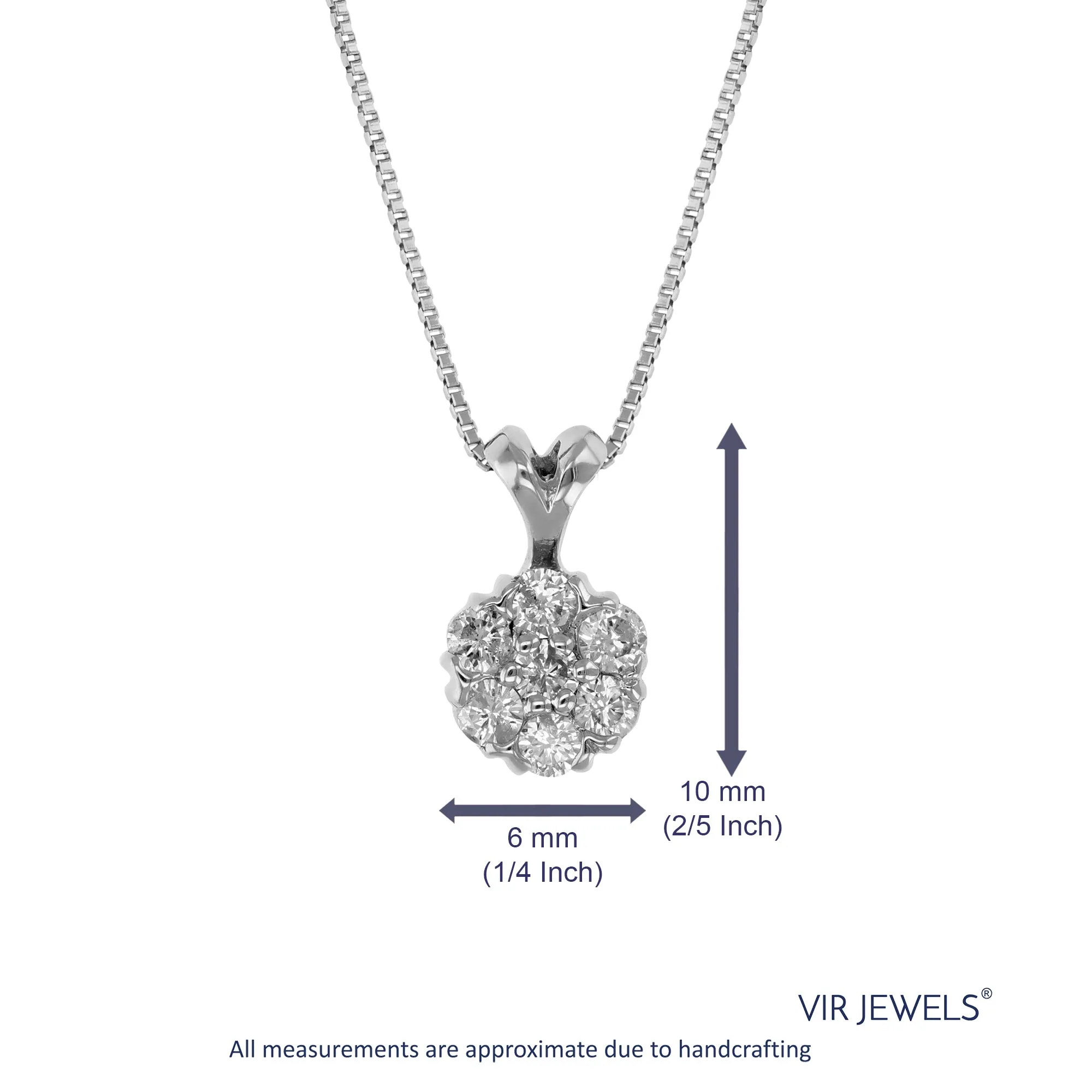 1/5 cttw Flower Cluster Diamond Pendant Necklace in 14K White Gold