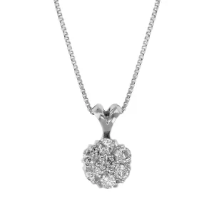1/5 cttw Flower Cluster Diamond Pendant Necklace in 14K White Gold