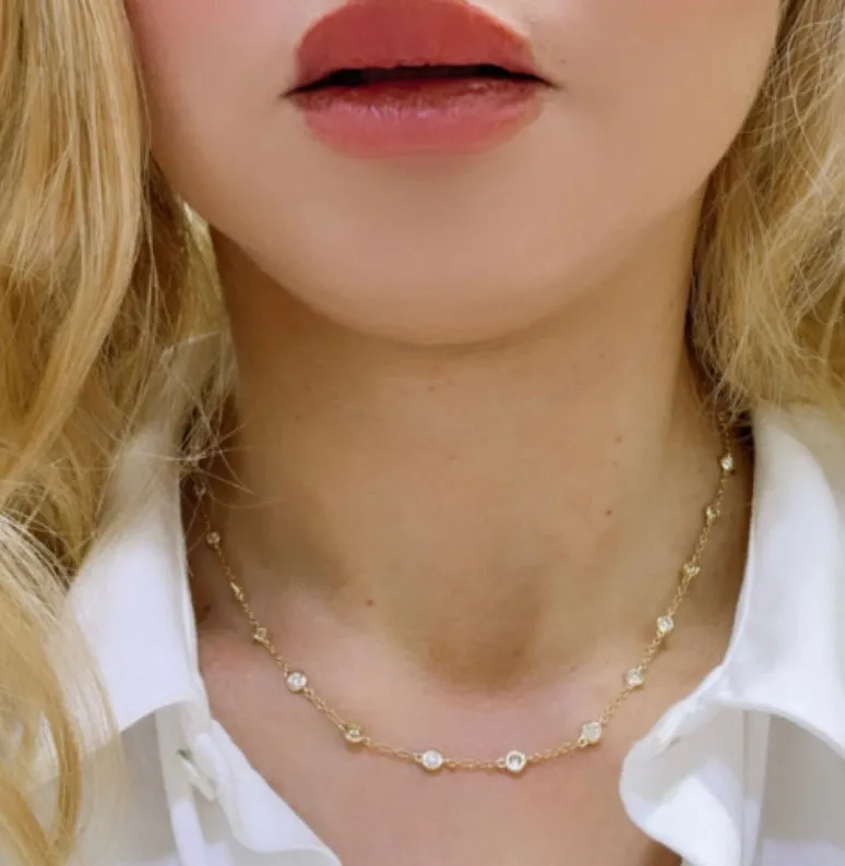 1.55ct t.w. Diamond Bezel Set Diamond By The Yard Necklace