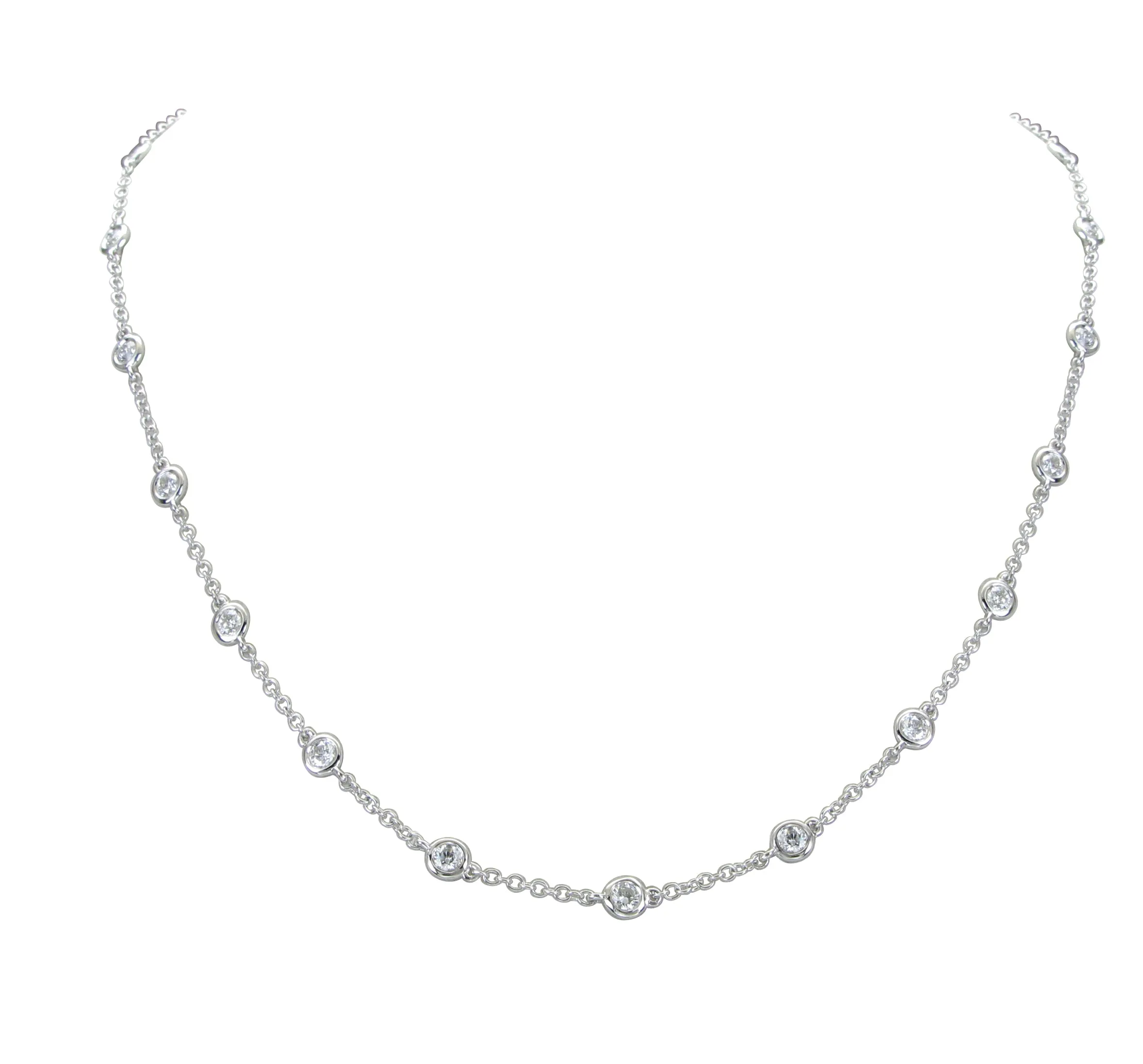 1.55ct t.w. Diamond Bezel Set Diamond By The Yard Necklace