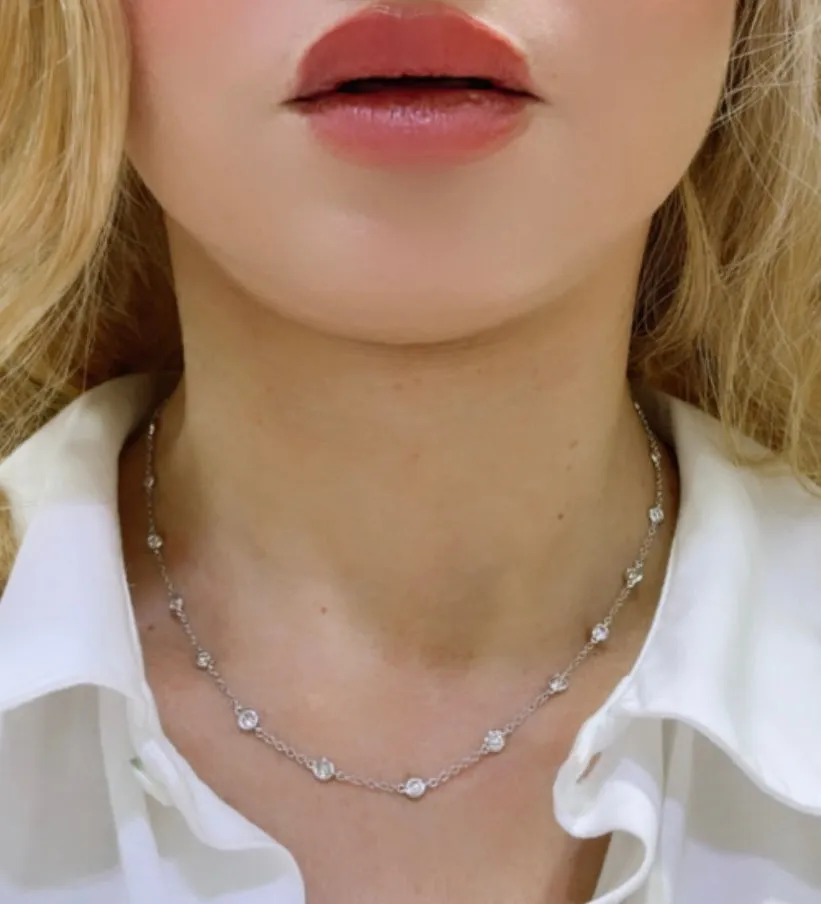 1.55ct t.w. Diamond Bezel Set Diamond By The Yard Necklace