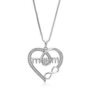 1/6 cttw Lab Grown Diamond Mom Infinite Love Pendant in Silver
