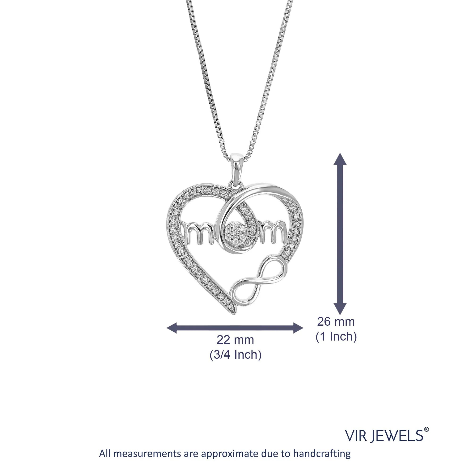 1/6 cttw Lab Grown Diamond Mom Infinite Love Pendant in Silver