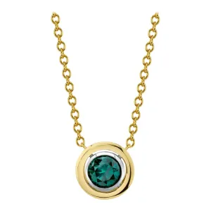 1.66 Carat Round Blue Diamond, Yellow, White Gold Bezel Pendant Chain Necklace