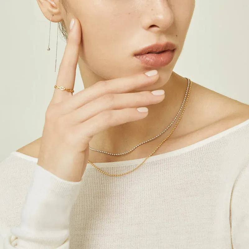 18K Gold Dazzling Oval Bead Chain Necklace