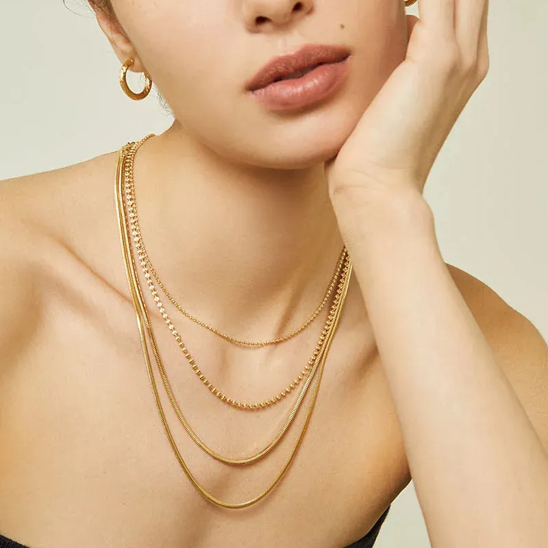 18K Gold Dazzling Oval Bead Chain Necklace