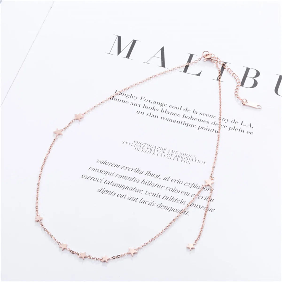 18K Rose Gold-Plated Star Station Necklace