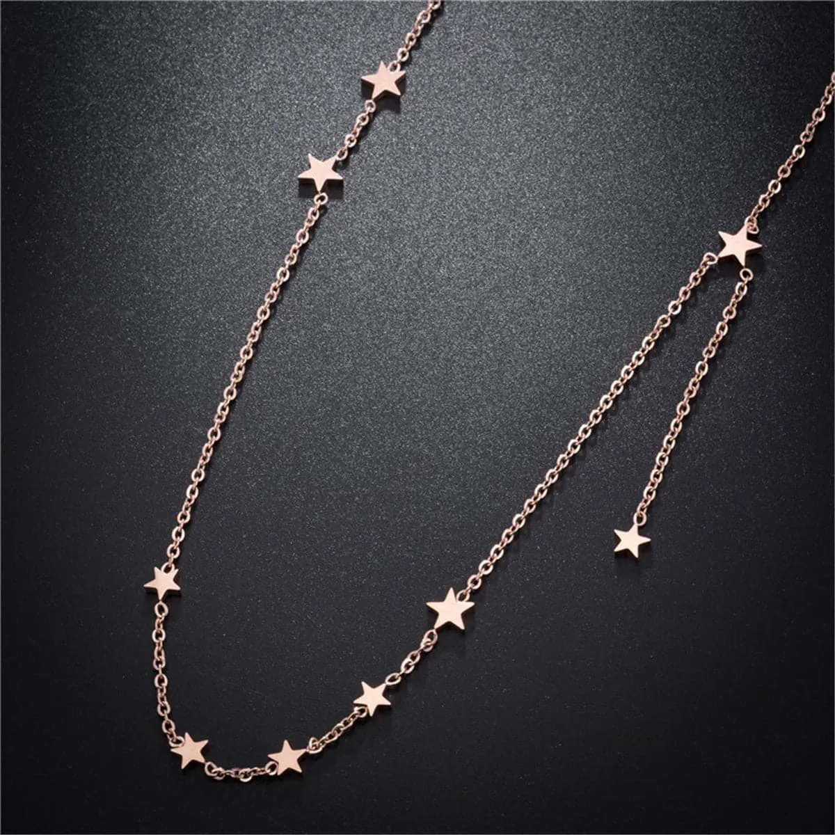 18K Rose Gold-Plated Star Station Necklace