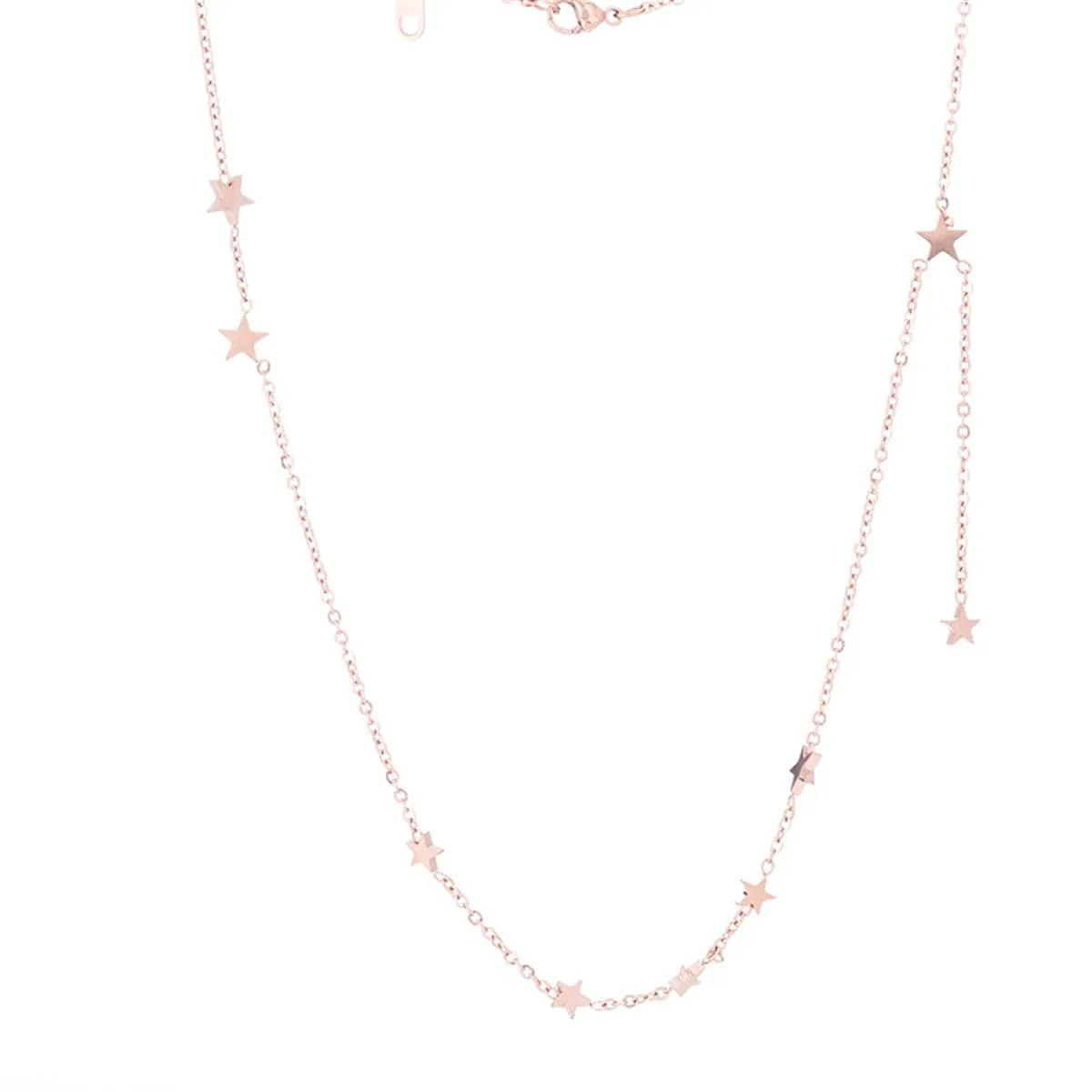 18K Rose Gold-Plated Star Station Necklace